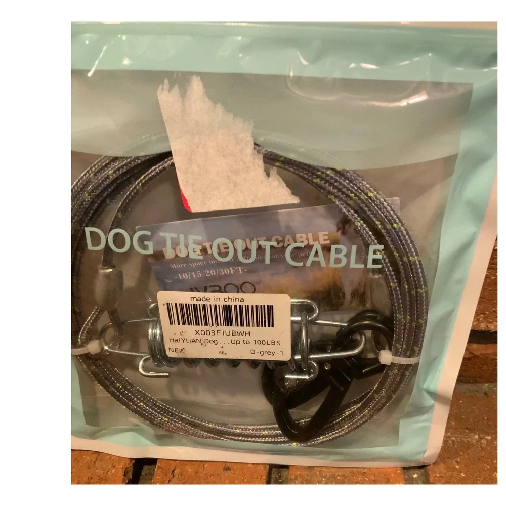 Dog Tie Out Cable 10ft Dog‎ Chain for up to 100 lb dog Lockable Hooks